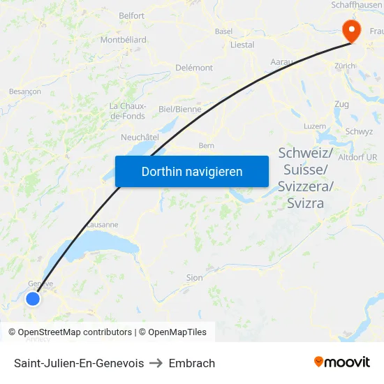 Saint-Julien-En-Genevois to Embrach map