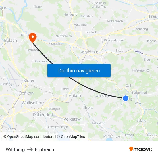 Wildberg to Embrach map