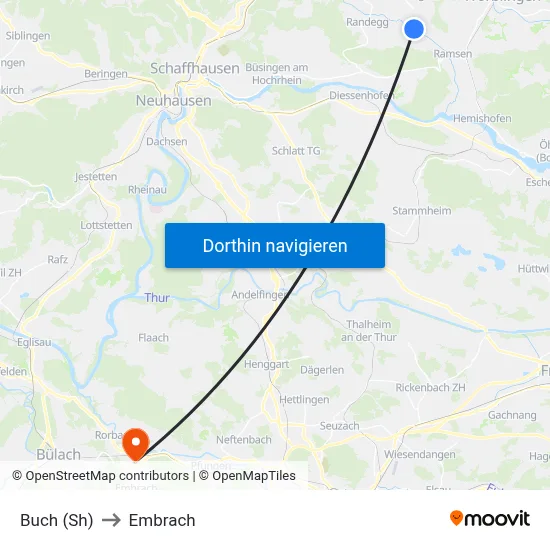 Buch (Sh) to Embrach map