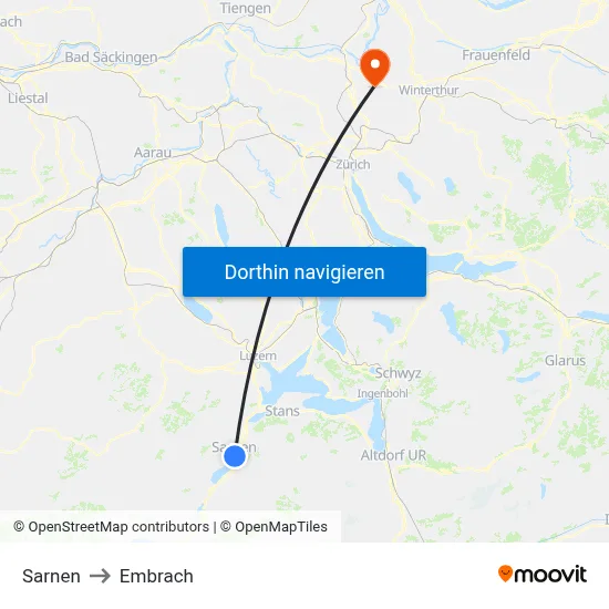 Sarnen to Embrach map