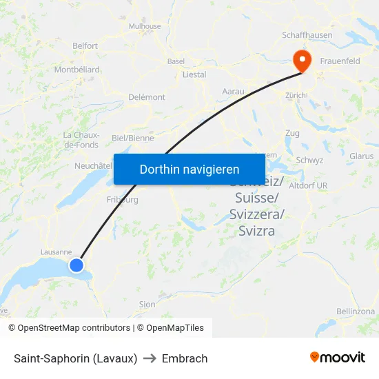 Saint-Saphorin (Lavaux) to Embrach map