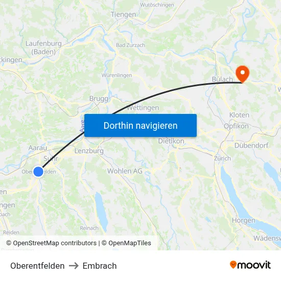 Oberentfelden to Embrach map