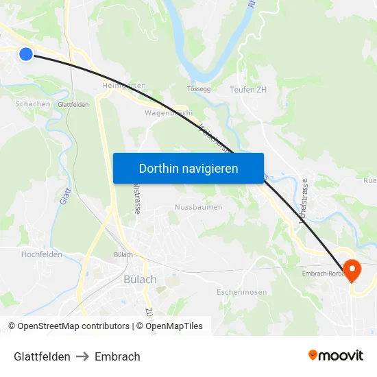 Glattfelden to Embrach map