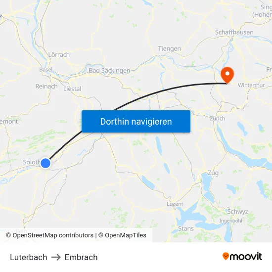 Luterbach to Embrach map