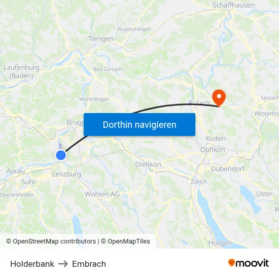 Holderbank to Embrach map