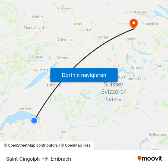 Saint-Gingolph to Embrach map