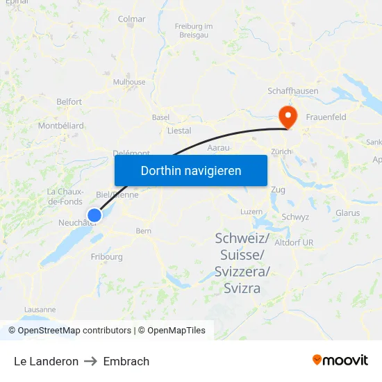 Le Landeron to Embrach map