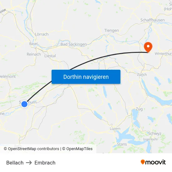 Bellach to Embrach map