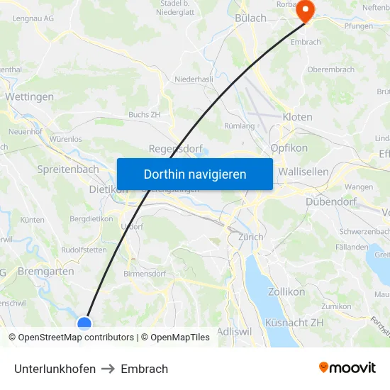 Unterlunkhofen to Embrach map