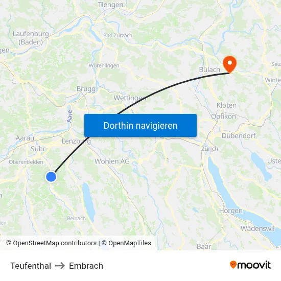 Teufenthal to Embrach map