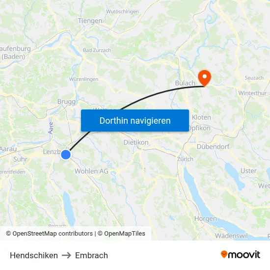 Hendschiken to Embrach map