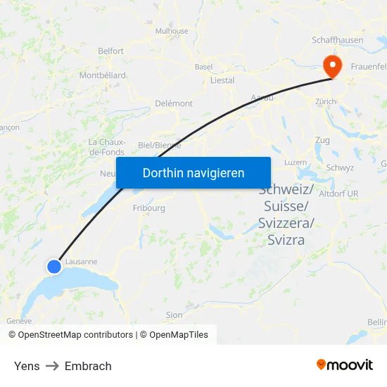 Yens to Embrach map