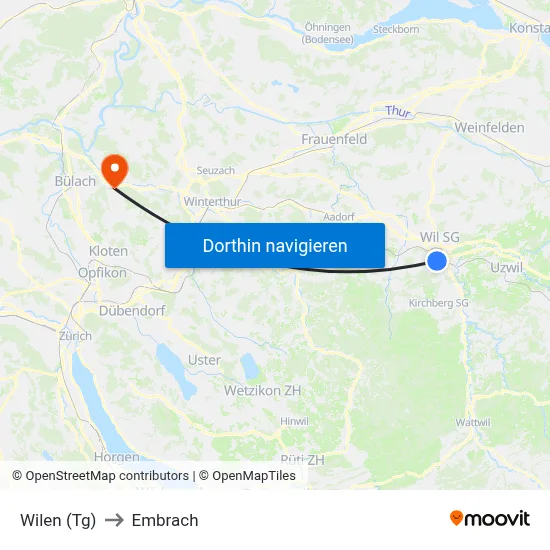 Wilen (Tg) to Embrach map