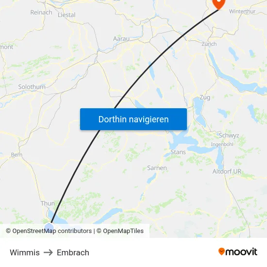 Wimmis to Embrach map