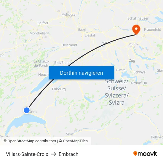 Villars-Sainte-Croix to Embrach map