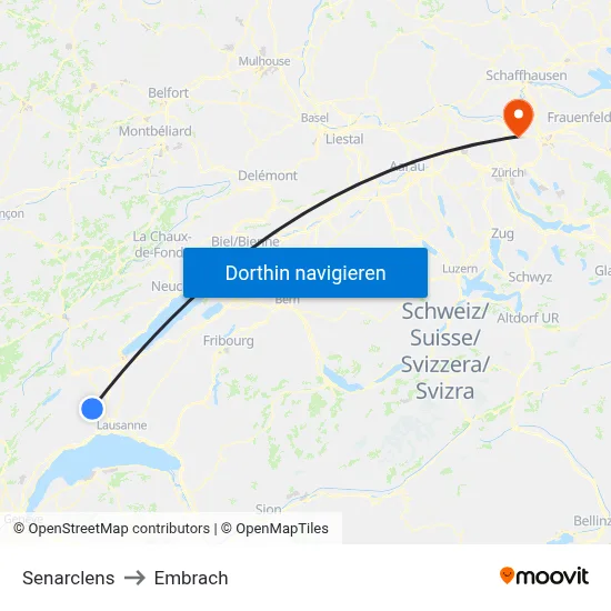 Senarclens to Embrach map