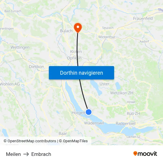 Meilen to Embrach map
