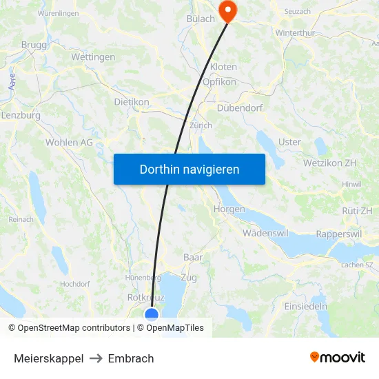 Meierskappel to Embrach map