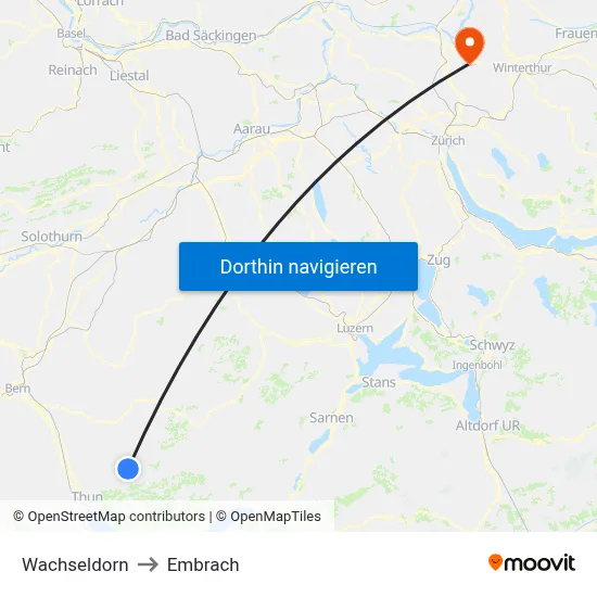 Wachseldorn to Embrach map