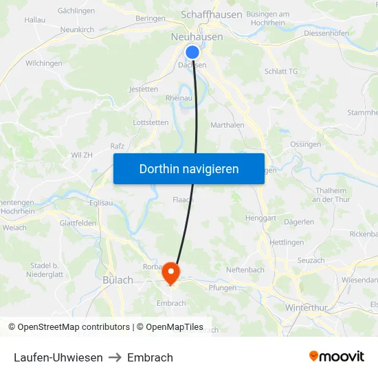 Laufen-Uhwiesen to Embrach map