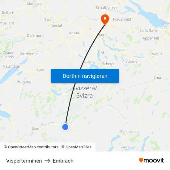 Visperterminen to Embrach map
