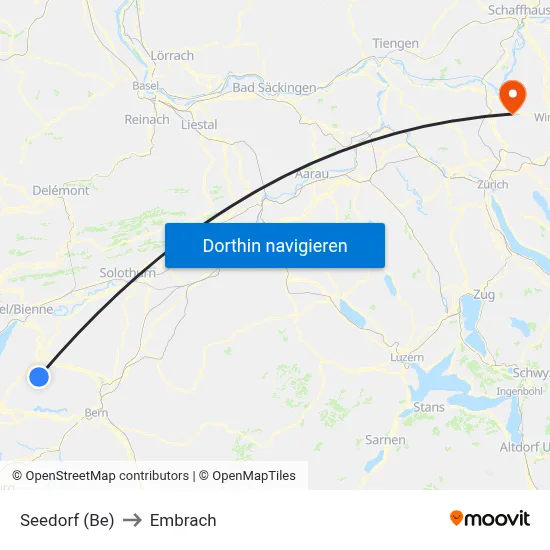 Seedorf (Be) to Embrach map