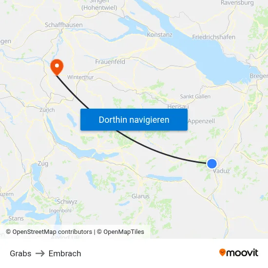 Grabs to Embrach map