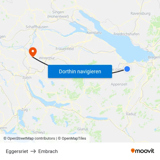 Eggersriet to Embrach map
