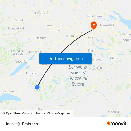Jaun to Embrach map