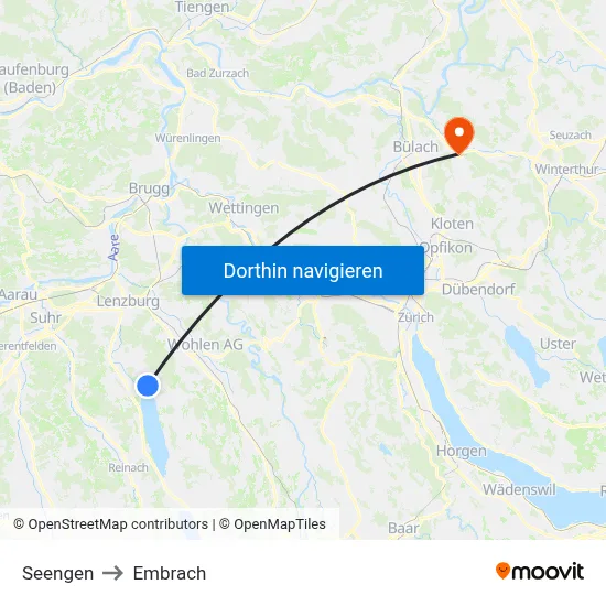 Seengen to Embrach map