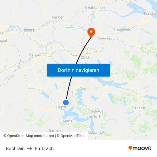 Buchrain to Embrach map