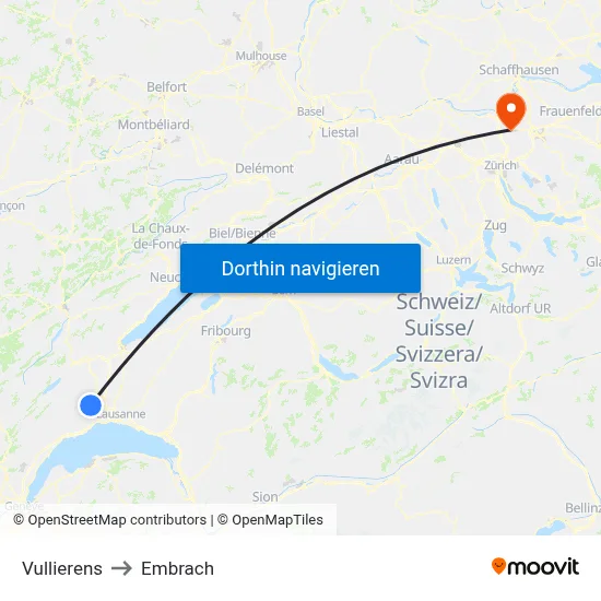 Vullierens to Embrach map