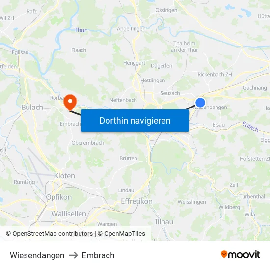 Wiesendangen to Embrach map