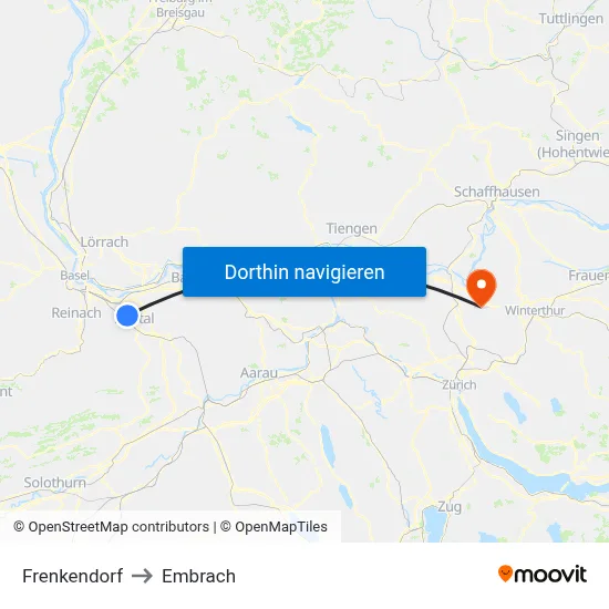 Frenkendorf to Embrach map