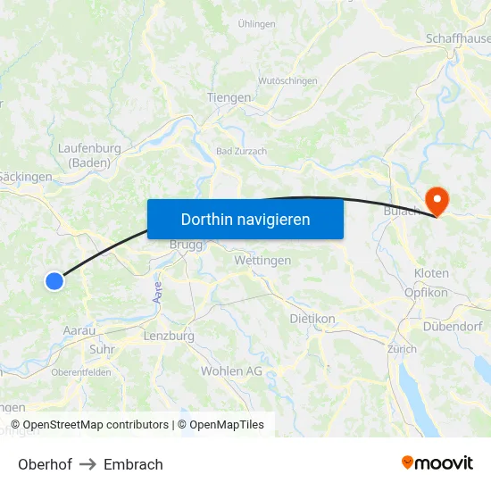 Oberhof to Embrach map