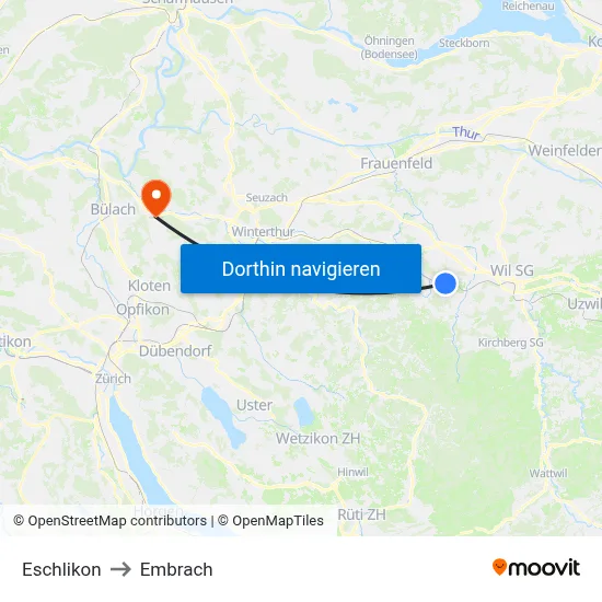 Eschlikon to Embrach map