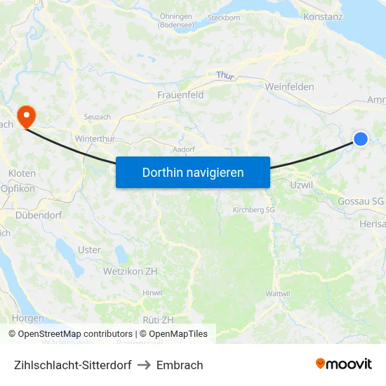 Zihlschlacht-Sitterdorf to Embrach map