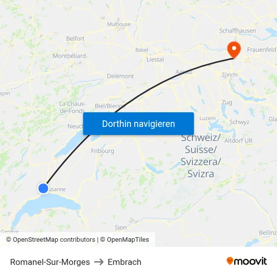 Romanel-Sur-Morges to Embrach map