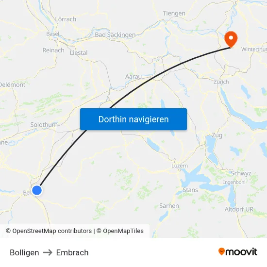 Bolligen to Embrach map