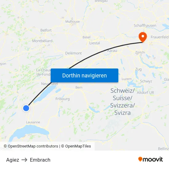 Agiez to Embrach map