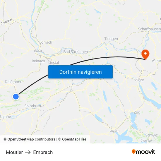 Moutier to Embrach map