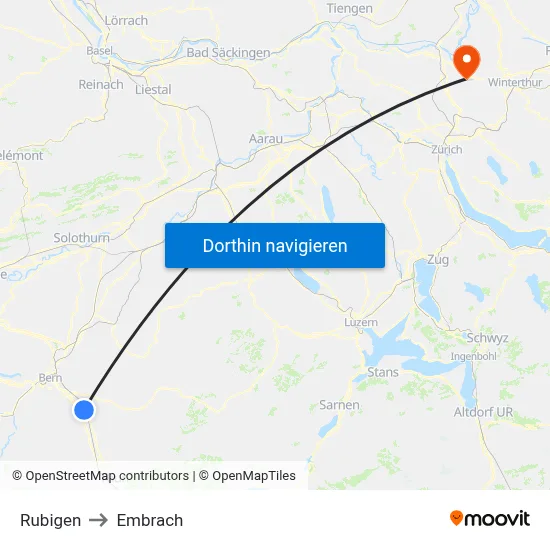 Rubigen to Embrach map