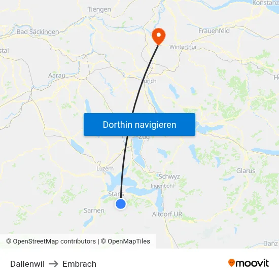 Dallenwil to Embrach map