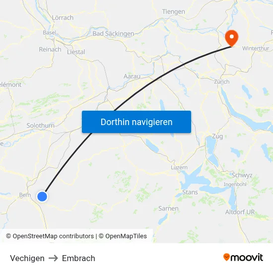 Vechigen to Embrach map