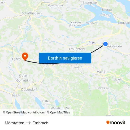 Märstetten to Embrach map