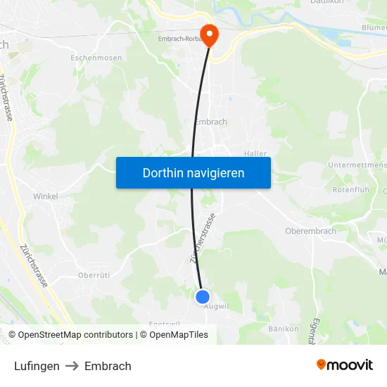 Lufingen to Embrach map