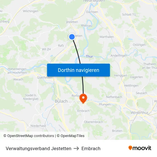 Verwaltungsverband Jestetten to Embrach map