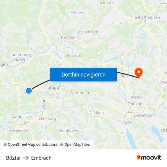Böztal to Embrach map