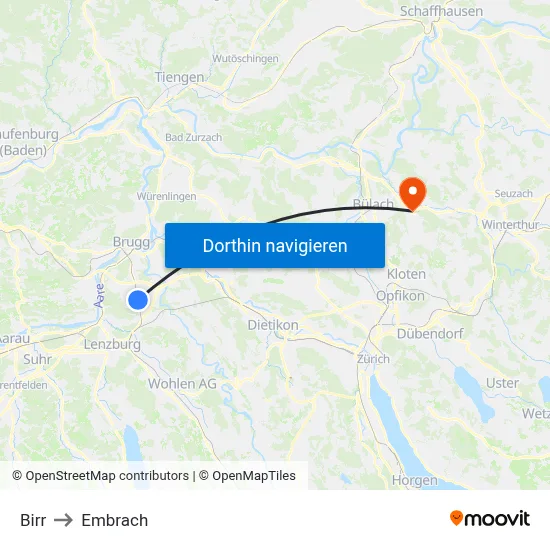 Birr to Embrach map