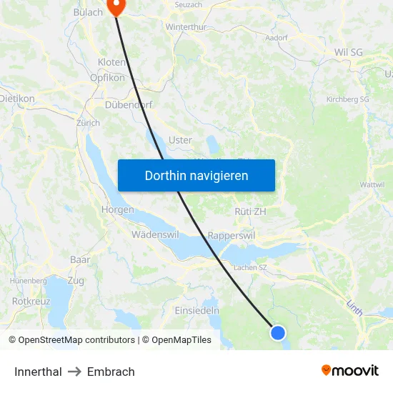 Innerthal to Embrach map